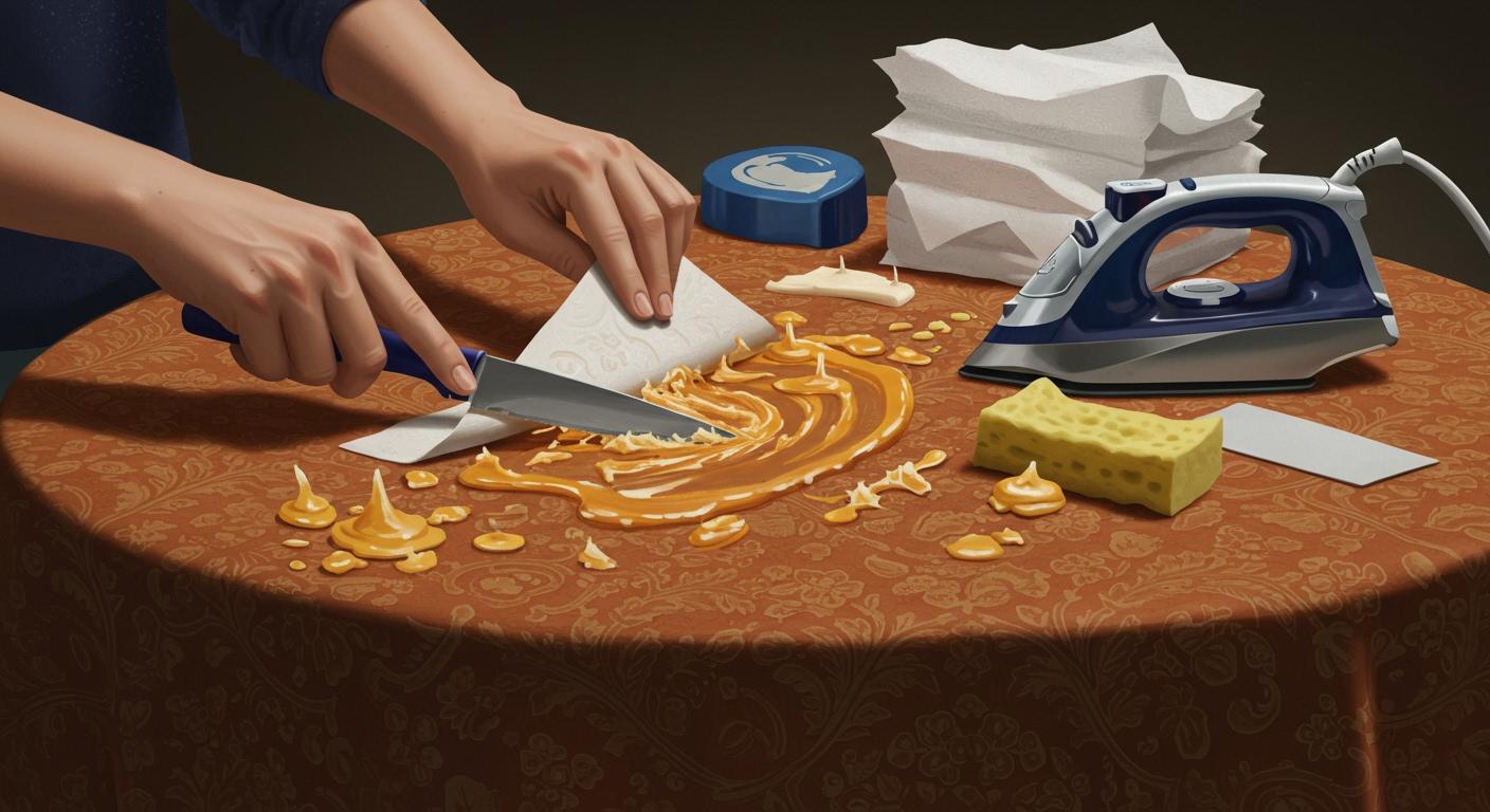 How to get wax off tablecloth