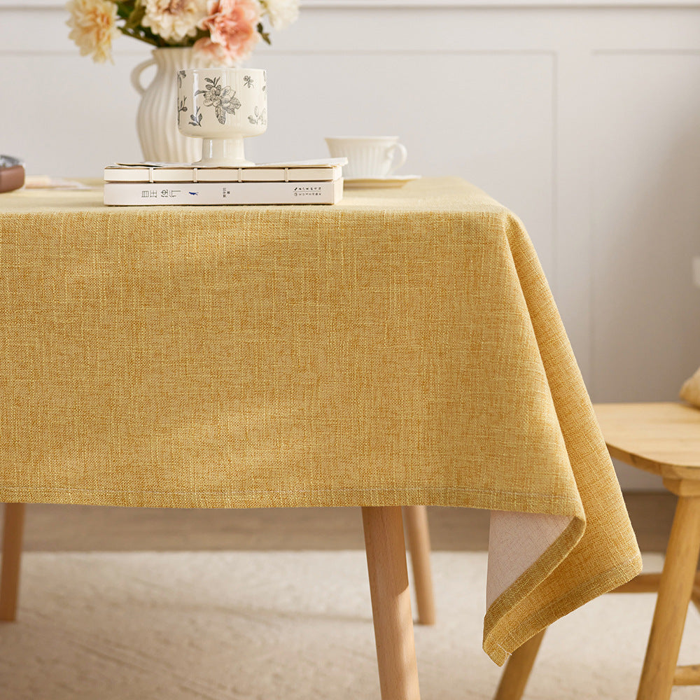 Luxury Faux Cotton and Linen Solid Color Thickened Rectangular Tablecloth