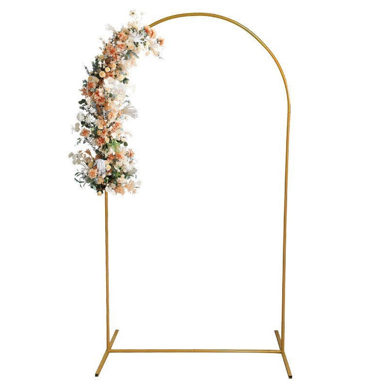 Gold Metal Wedding Arch Chiara Backdrop Stand Floral Display Frame With Round Top 7.2ft