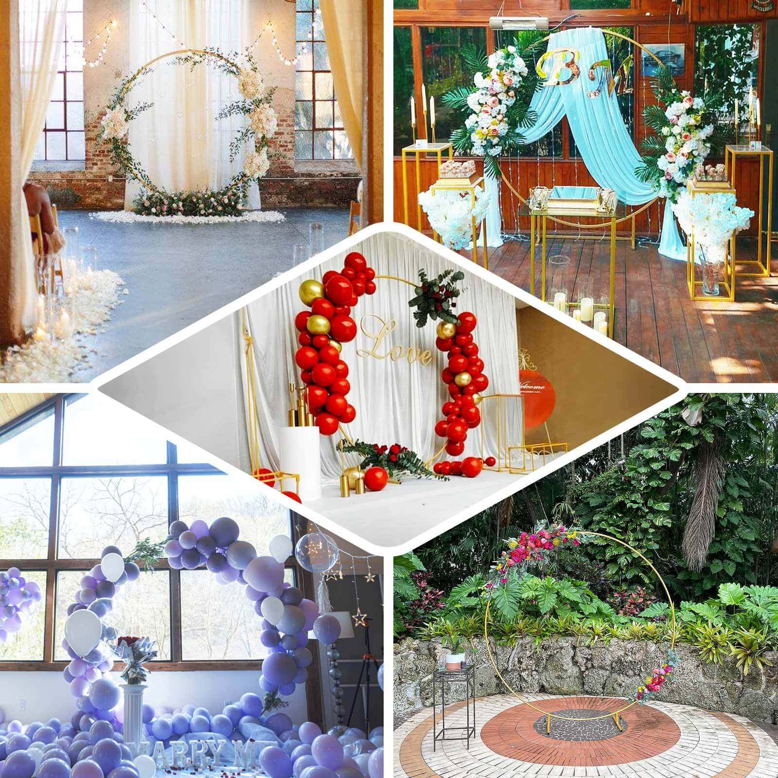 Elegant Gold Metal Round Wedding Arch Photo Backdrop Stand 7.2ft