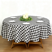 Buffalo Plaid Polyester Round Tablecloth White/Black