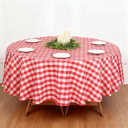 Buffalo Plaid Polyester Round Tablecloth White/Red
