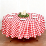 Buffalo Plaid Polyester Round Tablecloth White/Watermelon Red