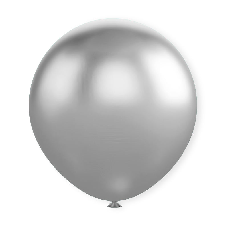 18" Latex Balloons 10 Pcs Chrome Silver