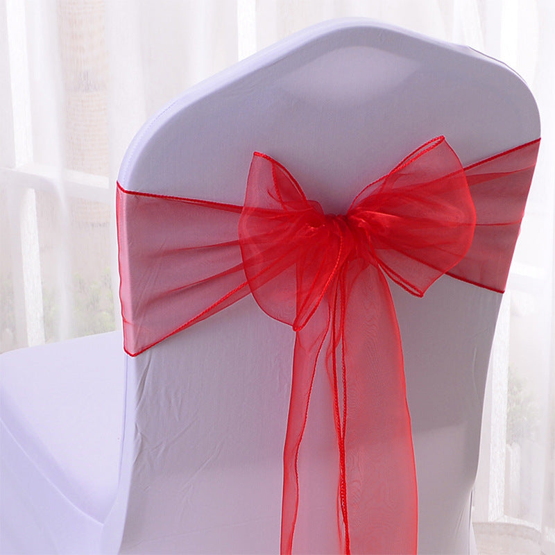 5 Pc Organza Chair Sashes Sheer 6.8" x 110" Red