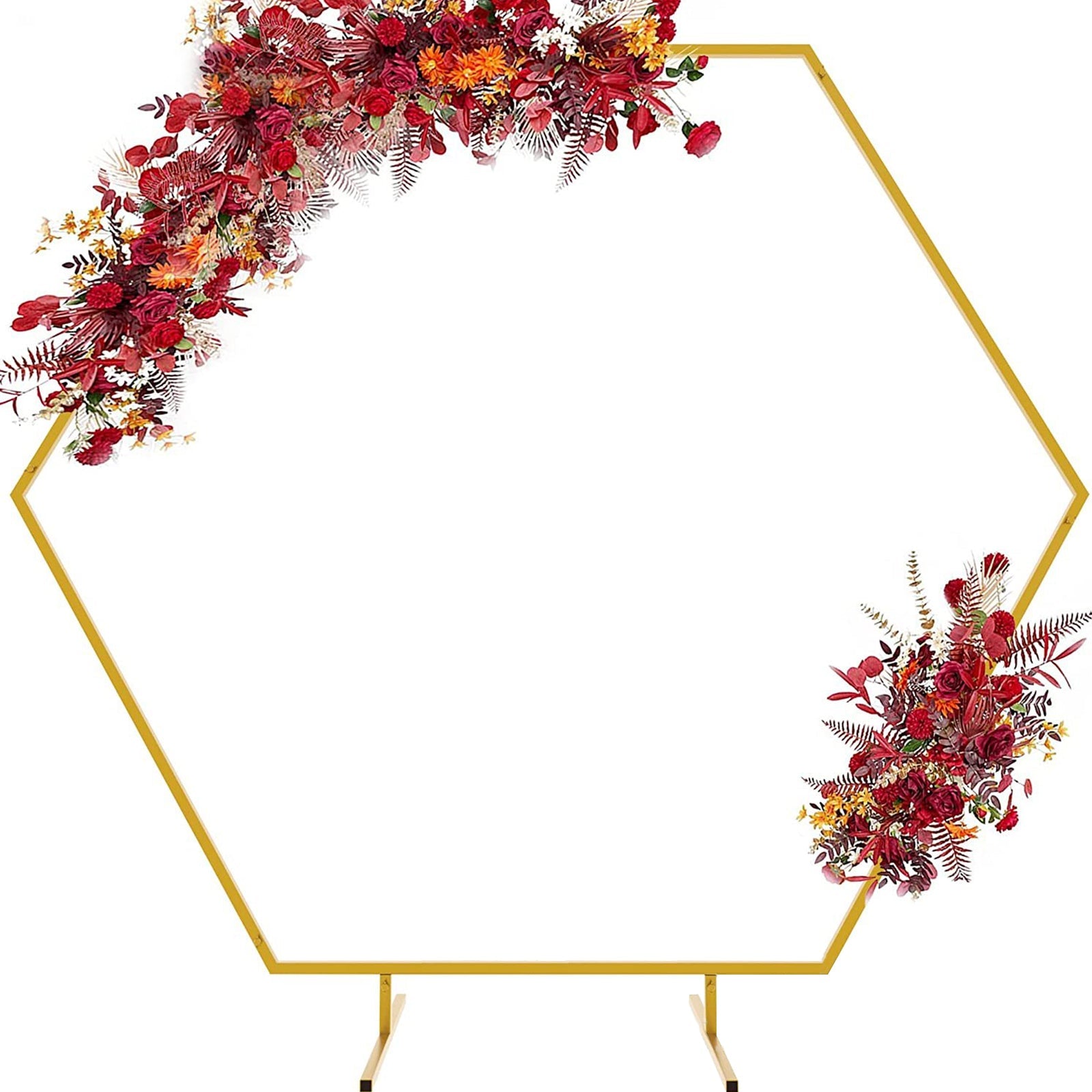 Heavy Duty Gold Metal Hexagonal Wedding Arch Photo Backdrop Stand 7.87ft