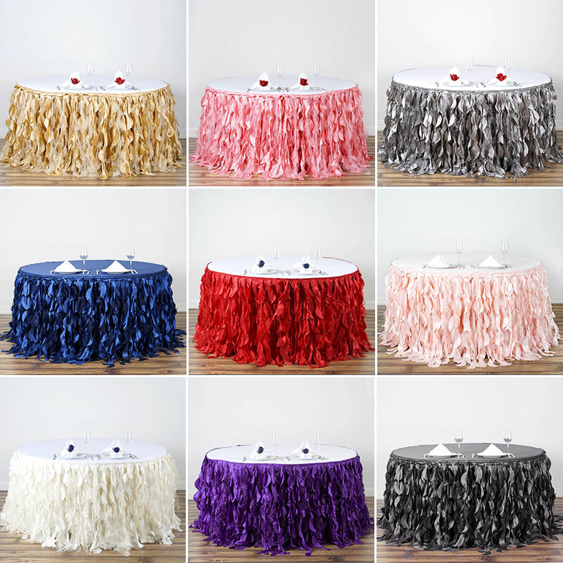 14ft Tutu Table Skirt for Tables Curly Willow Tutu Skirting Ruffle Table Cloth for Wedding Birthday Banquet Table Decorations
