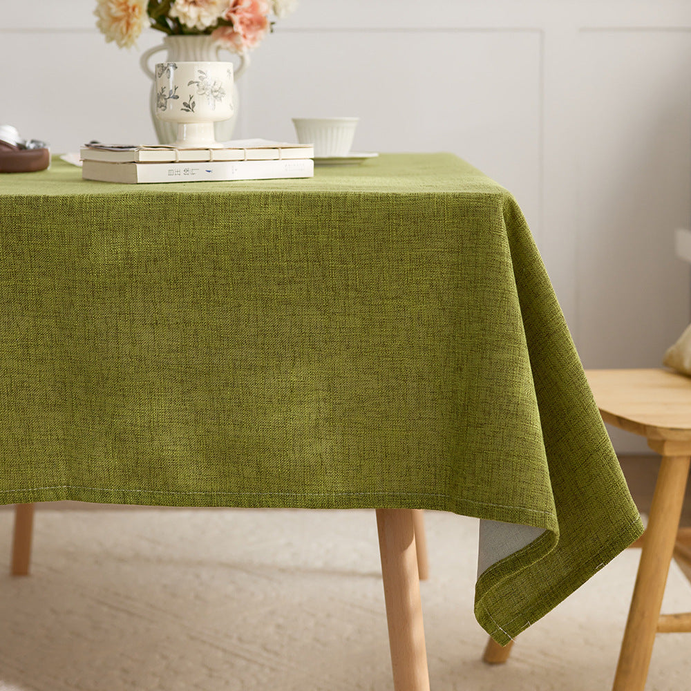 Luxury Faux Cotton and Linen Solid Color Thickened Rectangular Tablecloth