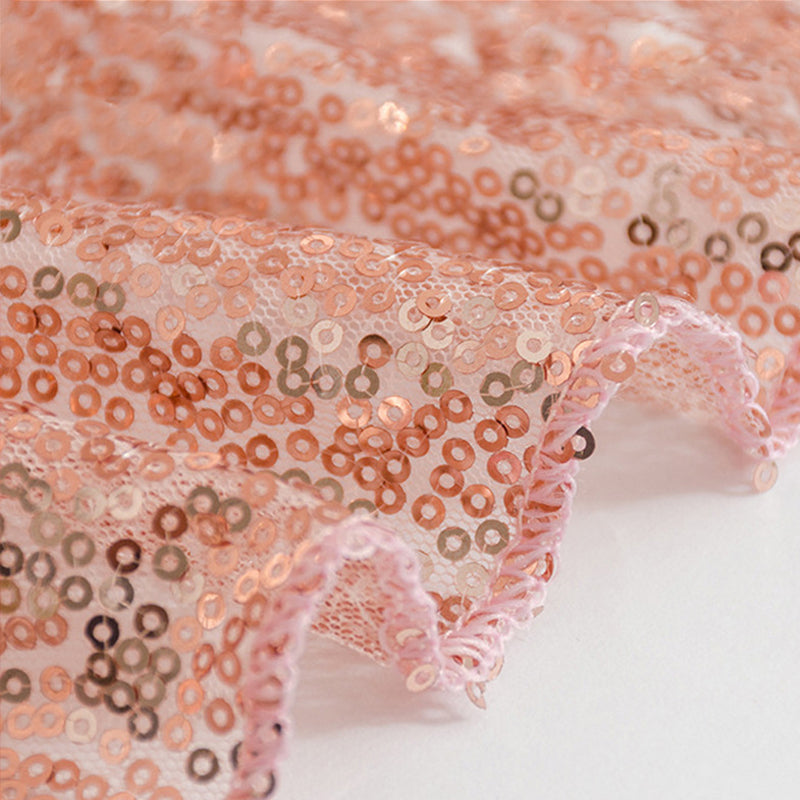 5 Pc Sequin Spandex Chair Sashes 6"x14" Rose Gold
