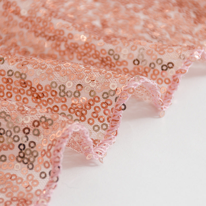 Sequin Round Tablecloth 108" Rose Gold