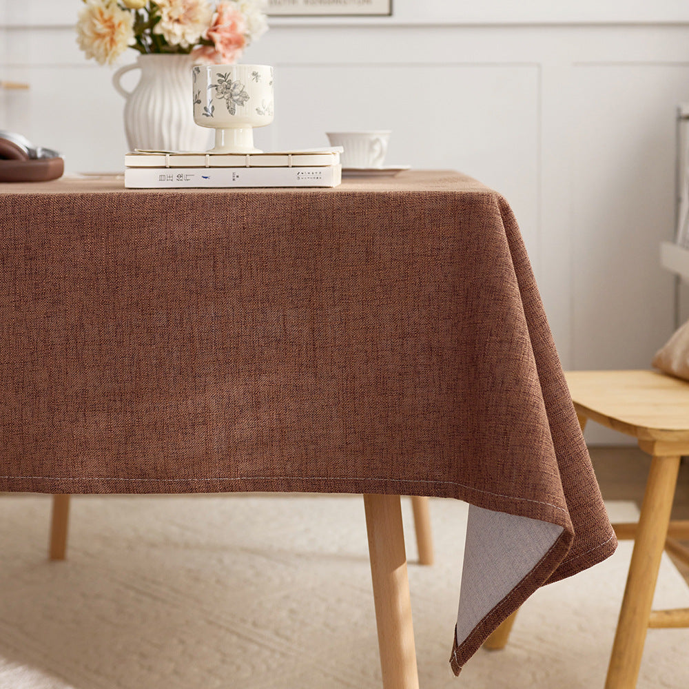 Luxury Faux Cotton and Linen Solid Color Thickened Tablecloth Coffee