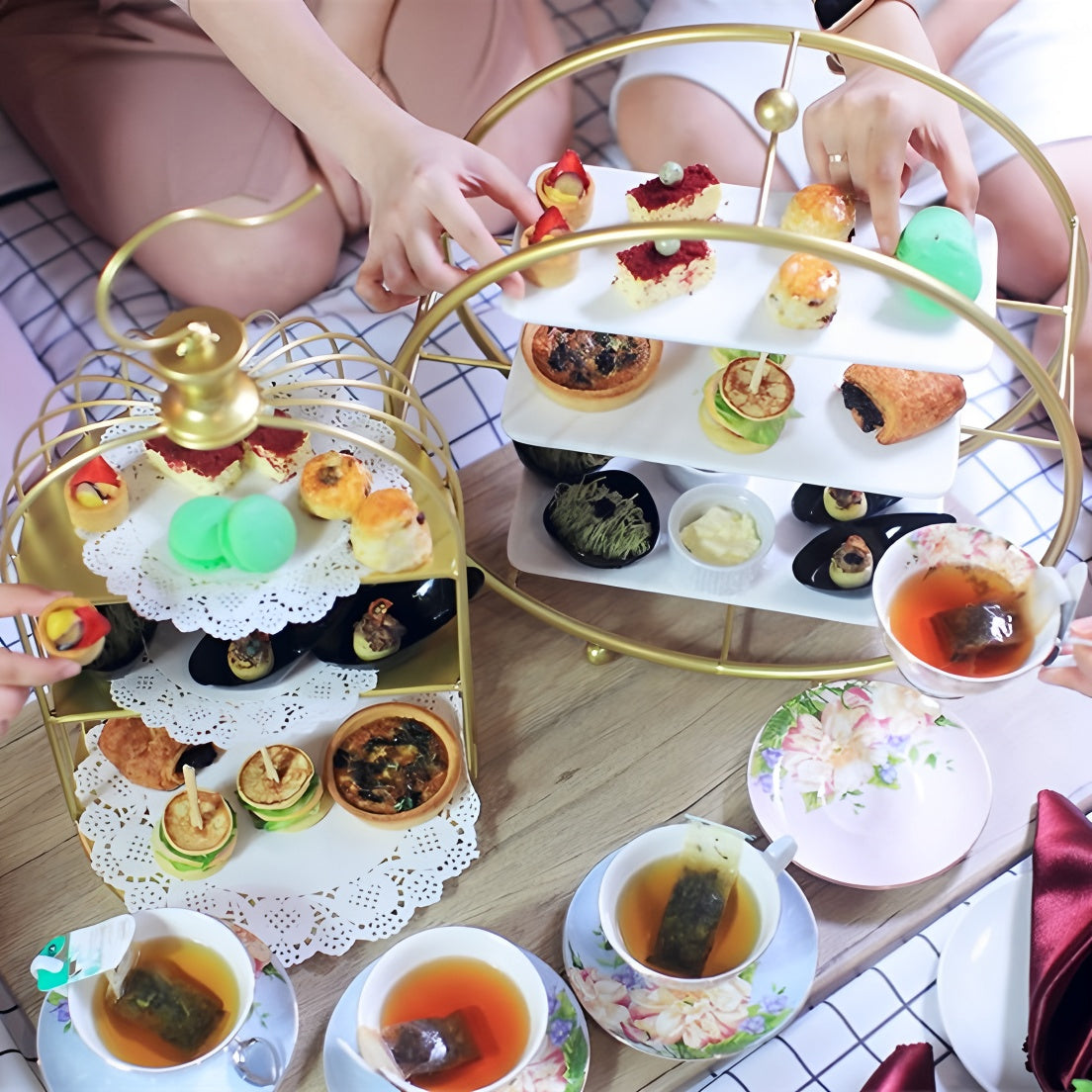 3-Tier Metal Round Cupcake Stand 16" Matte Gold