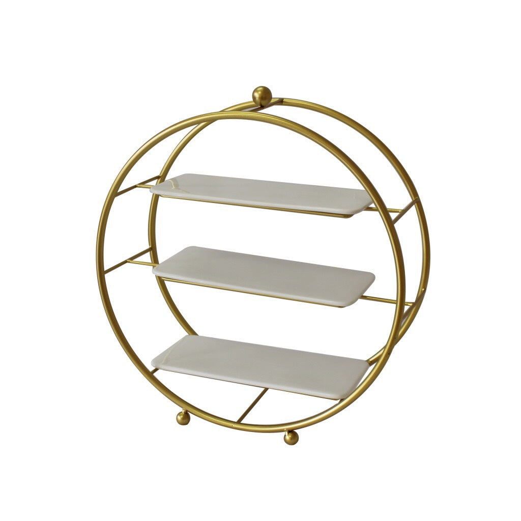 3-Tier Metal Round Cupcake Stand 16" Matte Gold