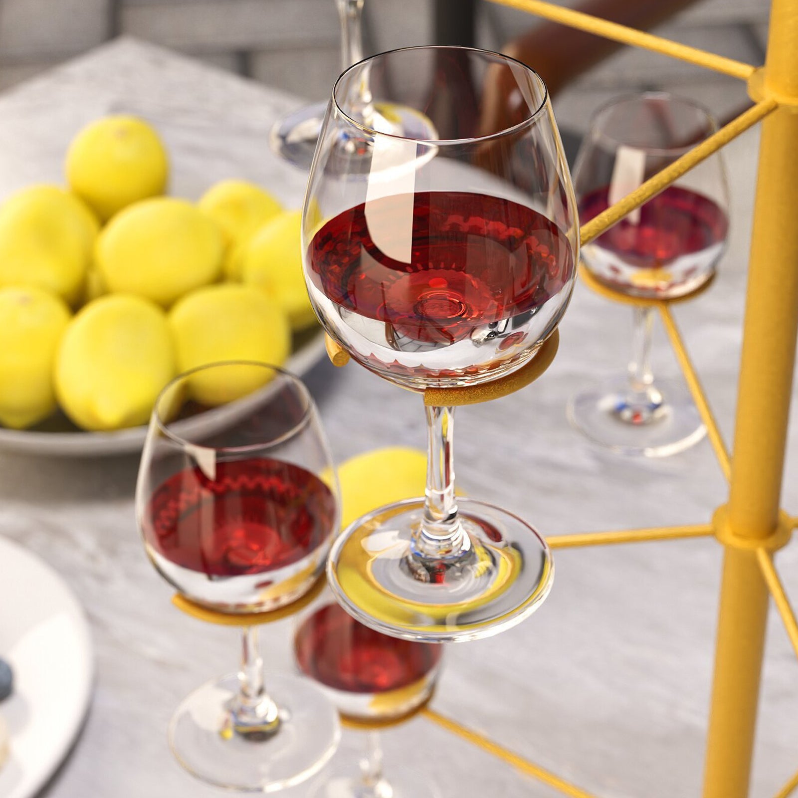 3-Tier Champagne Glass Holder Tower 22" Gold