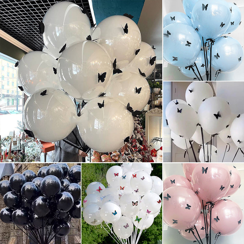 10 Sets of 3D Butterfly Double-Layer Party Balloons, Perfect for DIY Butterfly-Themed Parties.