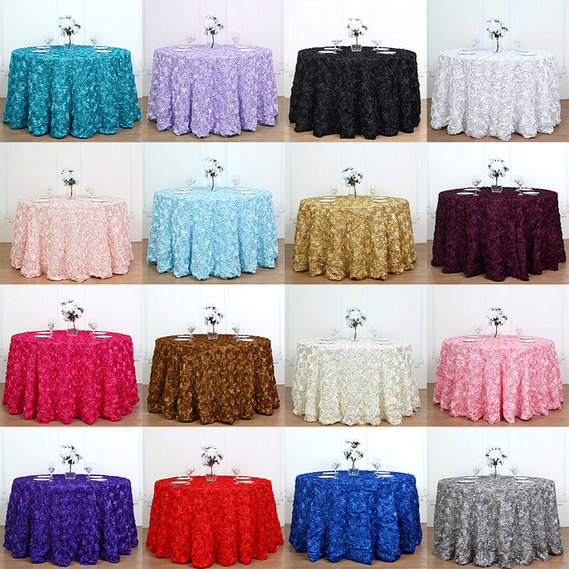 3D Floral Round Table Cloth Satin Overlay Rosette Tablecloth for Wedding Birthday Party Decorations