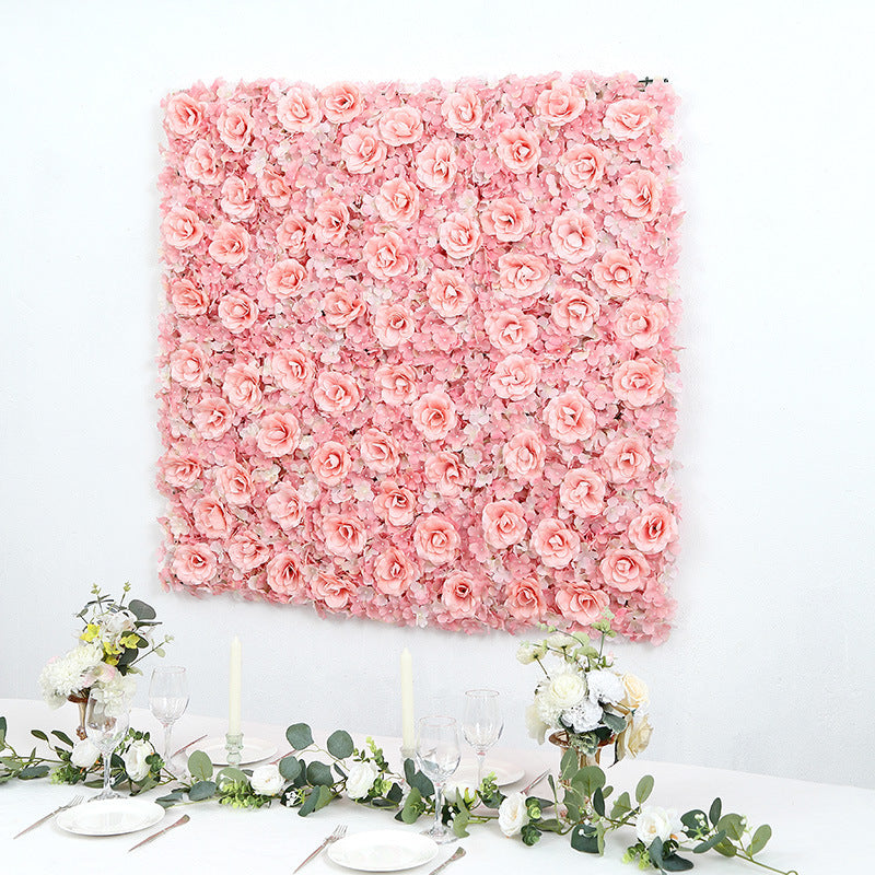 Blush 3D Silk Rose and Hydrangea Flower Wall Mat Backdrop - 4 Artificial Panels
