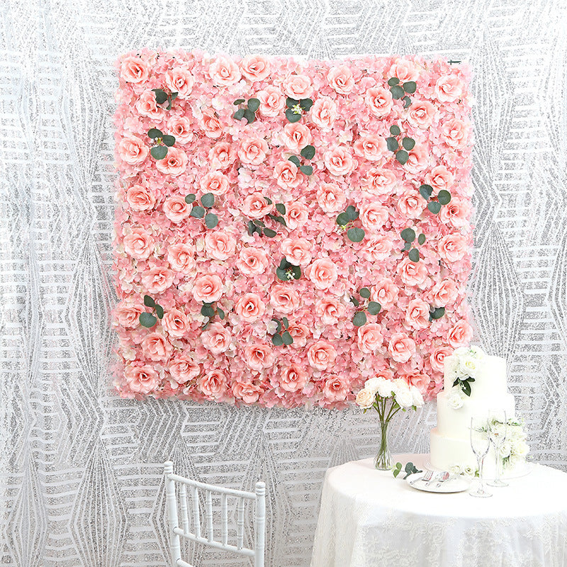 Blush 3D Silk Rose and Hydrangea Flower Wall Mat Backdrop - 4 Artificial Panels