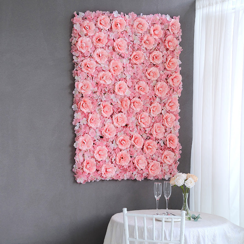 Blush 3D Silk Rose and Hydrangea Flower Wall Mat Backdrop - 4 Artificial Panels