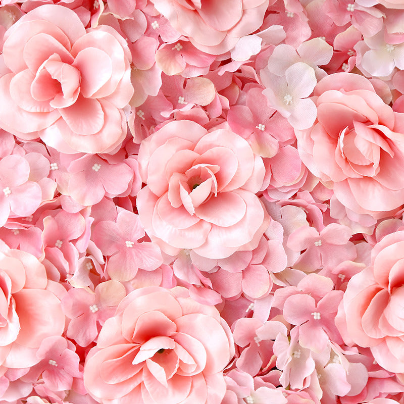 Blush 3D Silk Rose and Hydrangea Flower Wall Mat Backdrop - 4 Artificial Panels