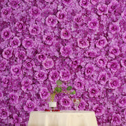 Purple 3D Silk Rose and Hydrangea Flower Wall Mat Backdrop - 4 Artificial Panels