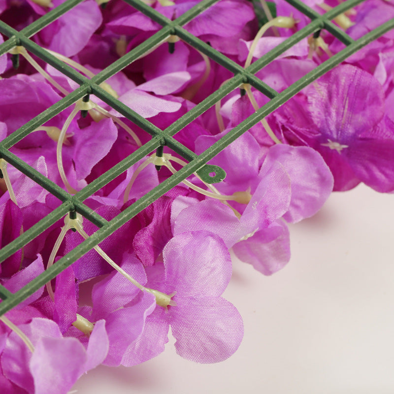 Purple 3D Silk Rose and Hydrangea Flower Wall Mat Backdrop - 4 Artificial Panels