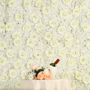 Milky White 3D Silk Rose and Hydrangea Flower Wall Mat Backdrop - 4 Artificial Panels