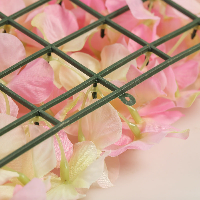 Pink 3D Silk Rose and Hydrangea Flower Wall Mat Backdrop - 4 Artificial Panels