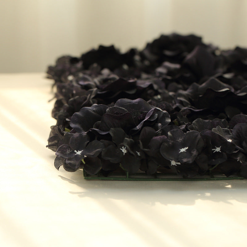 Black 3D Silk Rose and Hydrangea Flower Wall Mat Backdrop - 4 Artificial Panels