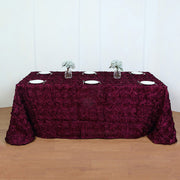 Grandiose 3D Rosette Rectangle Tablecloth Table Cover 90"x132" Wine Purple
