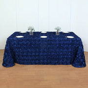 Grandiose 3D Rosette Rectangle Tablecloth Table Cover 90"x132" Navy Blue