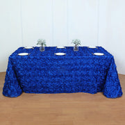 Grandiose 3D Rosette Rectangle Tablecloth Table Cover 90"x132" Royal Blue
