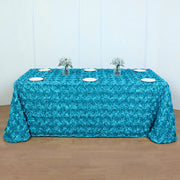Grandiose 3D Rosette Rectangle Tablecloth Table Cover 90"x132" Lake Blue