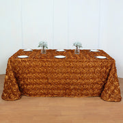 Grandiose 3D Rosette Rectangle Tablecloth Table Cover 90"x132" Gold