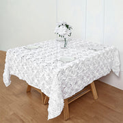Grandiose 3D Rosette Square Tablecloth Table Cover 72"x72" White