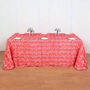 Grandiose 3D Rosette Rectangle Tablecloth Table Cover 90"x132" Rose