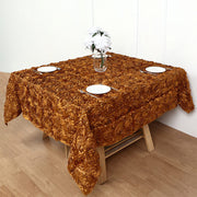 Grandiose 3D Rosette Square Tablecloth Table Cover 72"x72" Gold