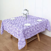 Grandiose 3D Rosette Square Tablecloth Table Cover 72"x72" Light Purple