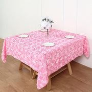 Grandiose 3D Rosette Square Tablecloth Table Cover 85"x85" Pink