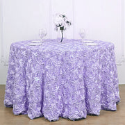 Grandiose 3D Rosette Round Tablecloth Table Cover 130" Light Purple