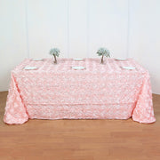 Grandiose 3D Rosette Rectangle Tablecloth Table Cover 90"x132" Light Pink
