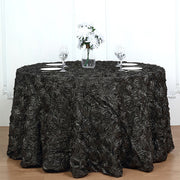 Grandiose 3D Rosette Round Tablecloth Table Cover 130" Dark Gray