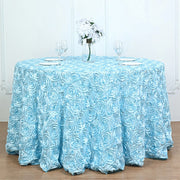 Grandiose 3D Rosette Round Tablecloth Table Cover 130" Light Blue