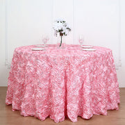 Grandiose 3D Rosette Round Tablecloth Table Cover 130" Pink