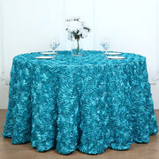 Grandiose 3D Rosette Round Tablecloth Table Cover 120" Lake Blue