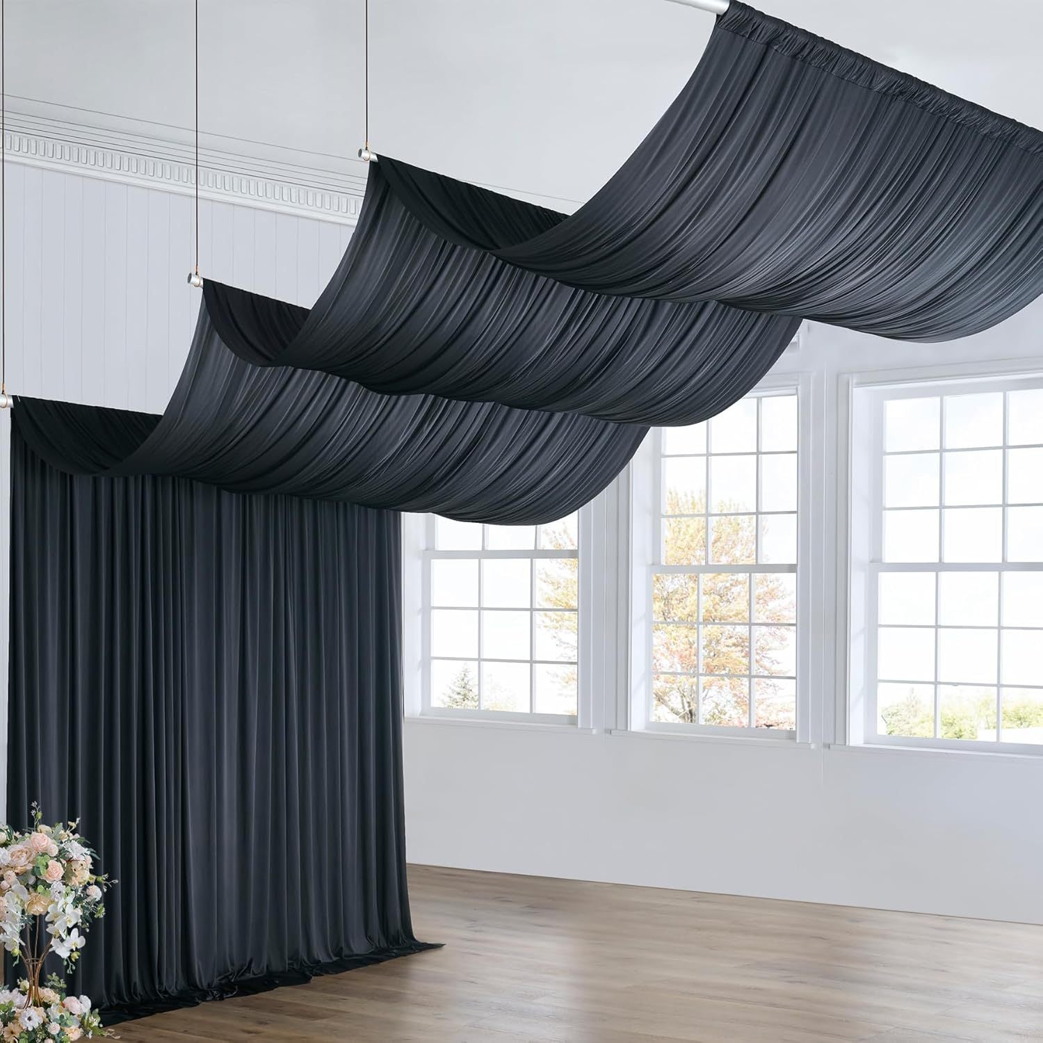 4-Way Stretch Spandex Backdrop Drape Curtain Black