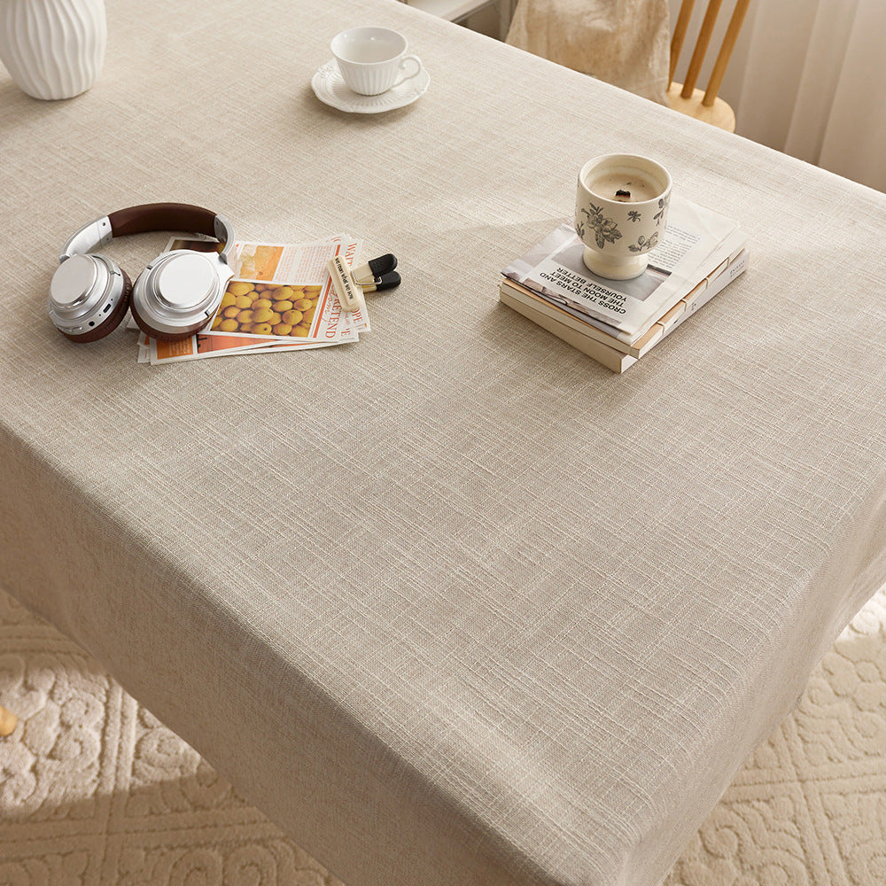 Luxury Faux Cotton and Linen Solid Color Thickened Tablecloth Coffee