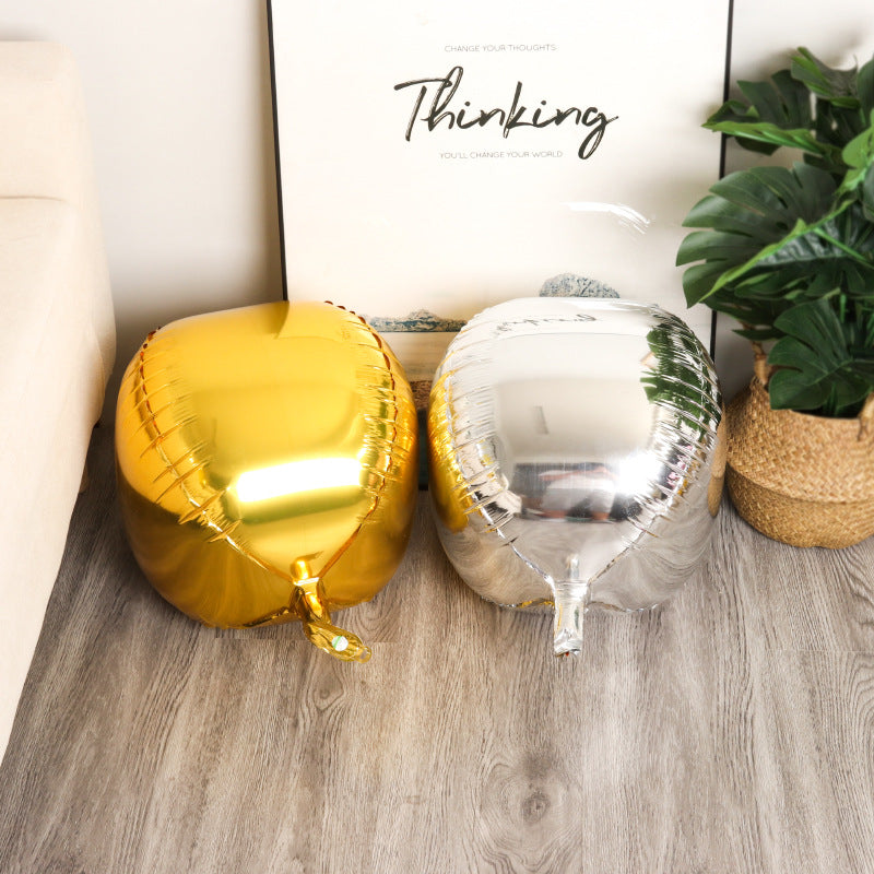 2 Pc Silver 4D Sphere Mylar Foil Helium or Air Balloons 22"