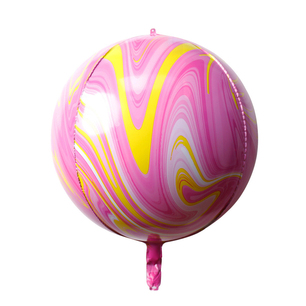 Marble Agate Balloons 3Pcs 22 Inch 4D Foil Balloon Pink