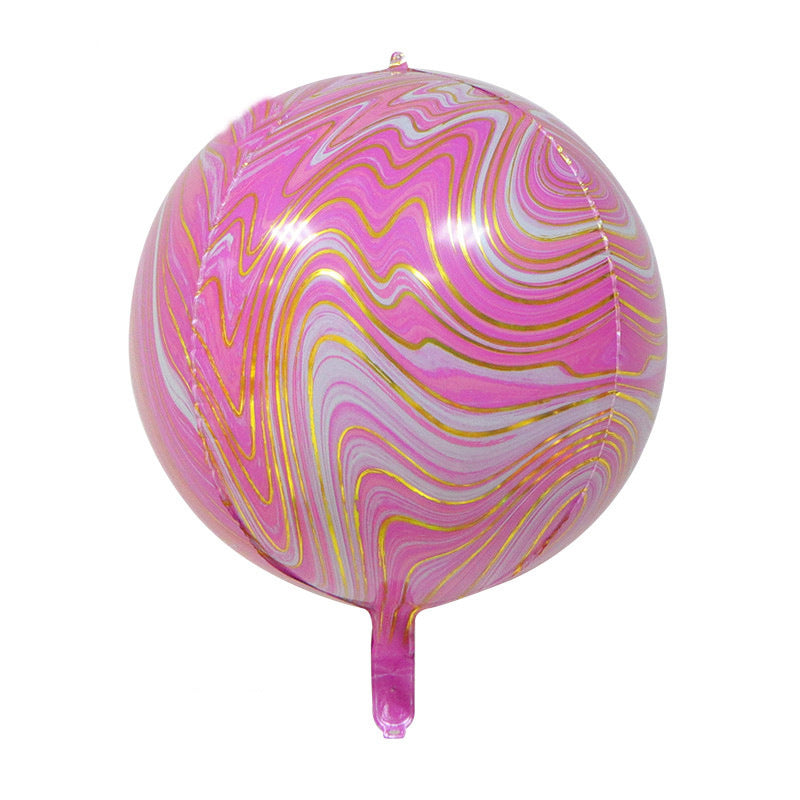Marble Agate Balloons 3Pcs 22 Inch 4D Foil Balloon Gold Pink